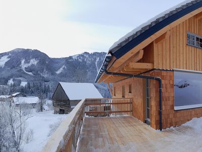 Terrasse Ferienhaus Winter