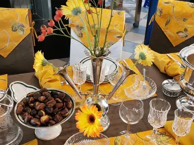 Abend mit Kürbis und Kastanien