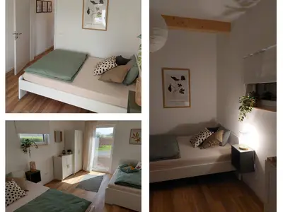 Schlafzimmer mit zwei Einzelbetten