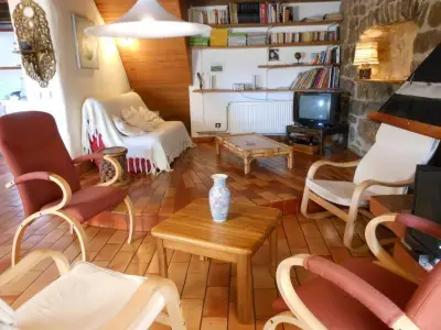 Wohnzimmer / Kamin / Bibliothek / Fernseher