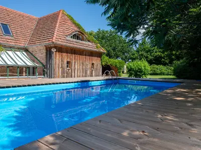 Blick vom Pool auf Ihr Feriengut Welzin