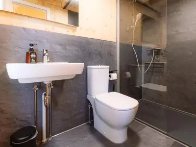 Badezimmer mit Dusche und WC
