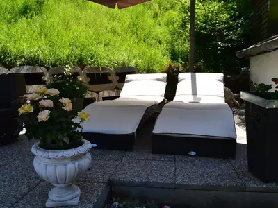 Terrasse mit Liegebetten
