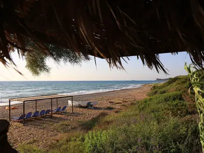Blick auf den Strand von der Anlage aus