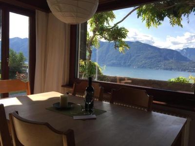 Esszimmer mit Aussicht auf Lago Maggiore