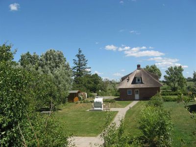 Der Blick vom Deich auf Ihr Ferienhaus Deichsonne