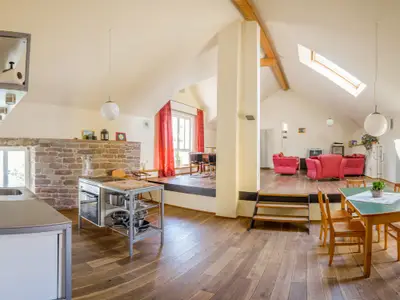 Wildrose offener Wohn- und Essbereich mit Küche und Einzelbett