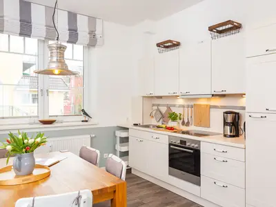 Küche in der Ferienwohnung Amrumer Strandhaven in Wittdün