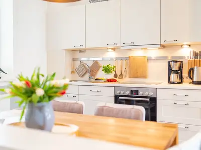 Küche in der Ferienwohnung Amrumer Strandhaven in Wittdün