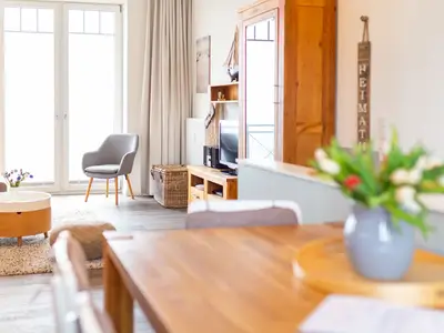 Blick Richtung Wohnzimmer in der Ferienwohnung Amrumer Strandhaven in Wittdün