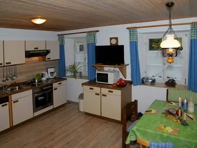 Whg Hopfenspross, gut ausgestattete Wohn- Essküche, Flachbildschirm