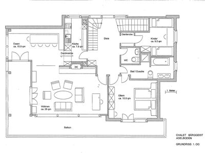 Chalet Bärggeist Grundriss 1. OG