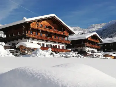 Moaeben Alpbach. Hausansicht mit Schatzbergblick