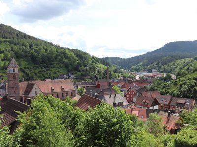 Herrliche Halbhöhenlage mit Blick über Alpirsbach und die Klosteranlage.