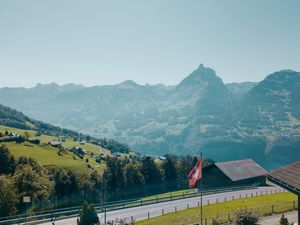 Aussicht von der Ferienwohnung auf die Alpen