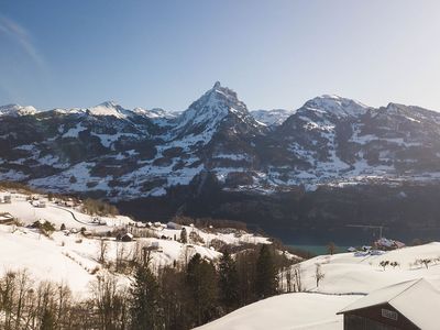 Aussicht von der Ferienwohnung auf die Alpen