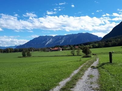 Wanderweg im Hintergrund der Untersberg