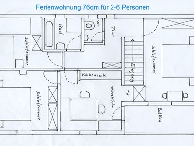 Grundriss Ferienwohnung 76 qm