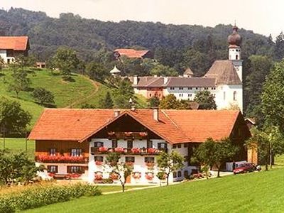 Unterenglhängerhof mit Blick auf das Kloster Höglwörth