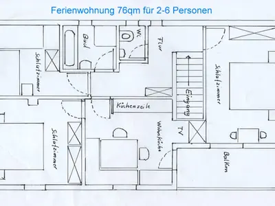 Grundriss Ferienwohnung 76 qm