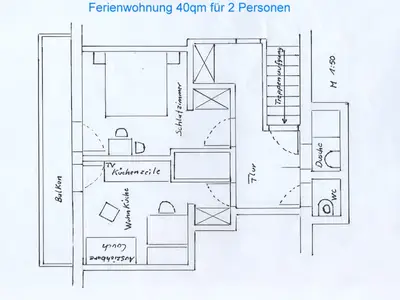 Grundriss Ferienwohnung 40 qm