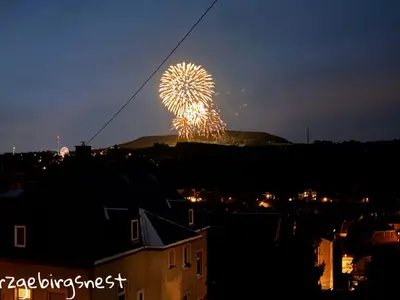 Fewo-Blick zum Feuerwerk Annaberger Kät
