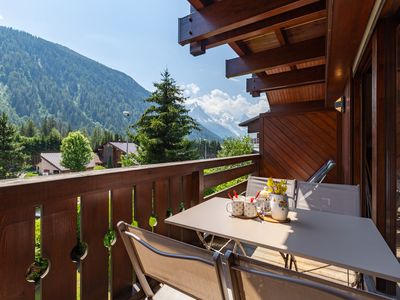 Privater Balkon mit Blick auf den Mont Blanc