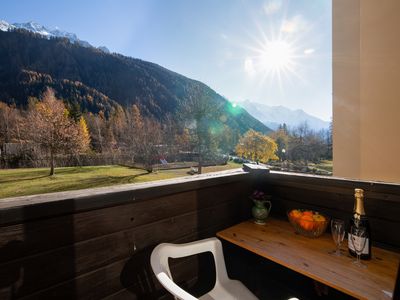 Privater Balkon mit Blick auf den Mont Blanc