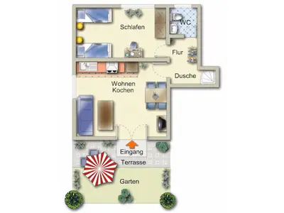 Grundrissplan der Ferienwohnung