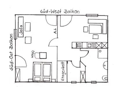 Grundrissplan der Ferienwohnung