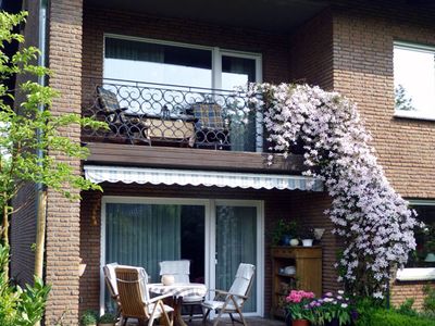 Blick vom Garten auf die Ferienwohnung Illerhues