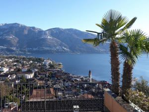 Blick von der Terrasse auf Ascona und den Lago Maggiore