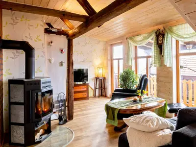 Fewo Weitblick: Wohnraum mit Kamin