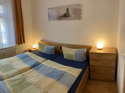 Schlafzimmer, Ferienwohnung Auszeit am Kurpark von Bad Berka, Weimarer Land, Thüringen
