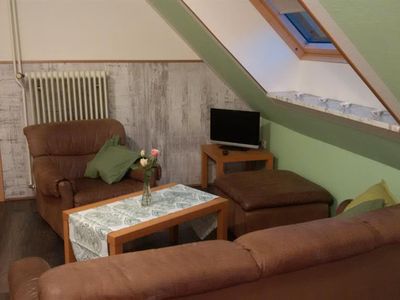 Ferienwohnung oben Sitzecke im Wohnzimmer