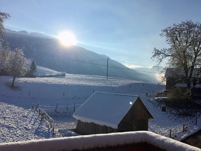 Ausblick vom Balkon Ferienwohnung Familie Unterberger