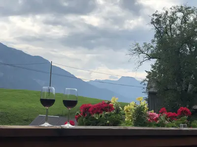 Panoramaausicht vom Balkon der Ferienwohnung Familie Unterberger Bad Goisern