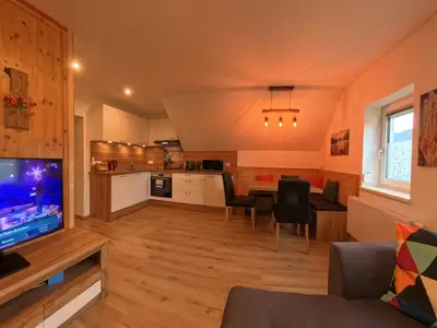 Ferienwohnung 1 Orange, Wohnzimmer/Küche