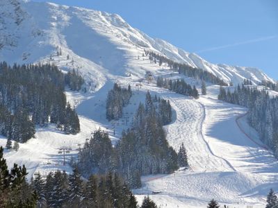 Skipiste vom Balkon