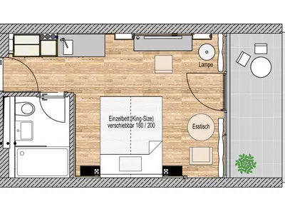 Apartment Medium mit Balkon inkl. Frühstücksbuffet für 1-2 Personen