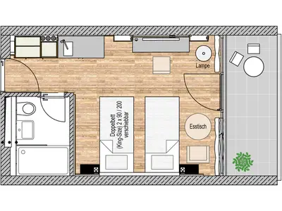 Apartment Medium (TWIN) mit Balkon inkl. Frühstücksbuffet für 1-2 Personen