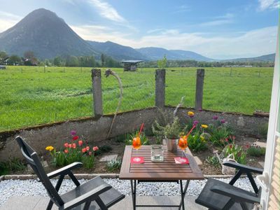 Terrasse mit Blick auf den Hausberg