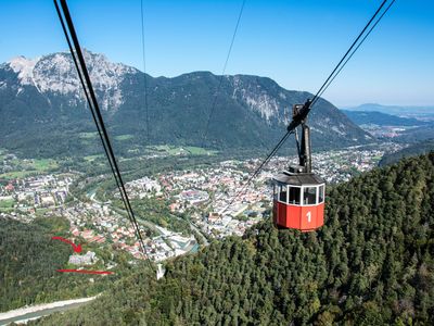 Fewo Schwänchen am Hang des Schroffen von der Predigtstuhlbahn gesehen