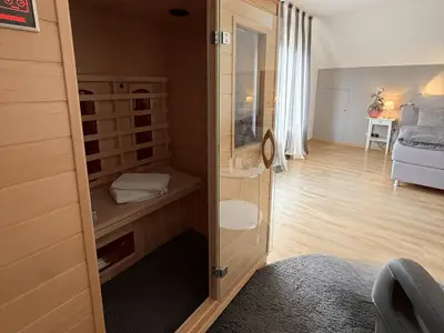 Schlafzimmer mit Sauna