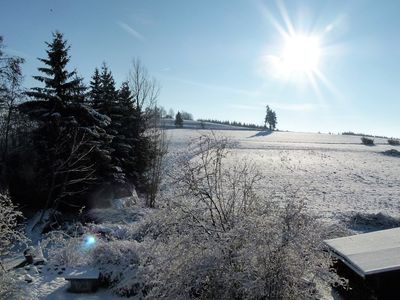 Ferienwohnung Heger Bad Steben, Blick vom Balkon im Winter