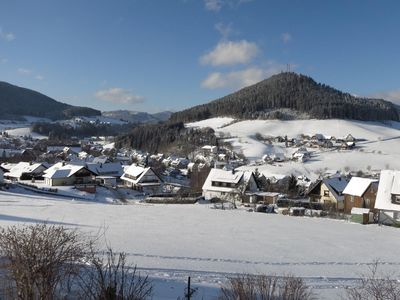 Ausblick aus dem Fenster. traumhafte Winterlandschaft direkt vor der Terrasse