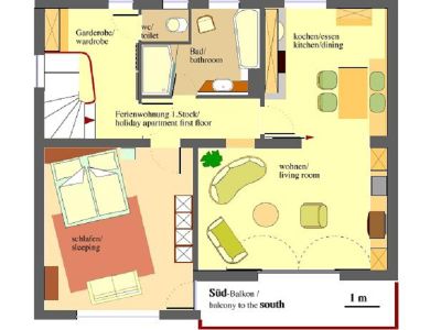 Ferienwohnung im 1. Stock Grundriss