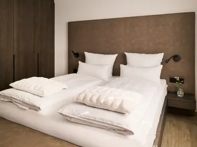 Schlafzimmer mit Doppelbett Fewo Sunshower