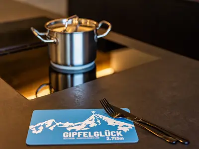 Die Küche bietet ein Induktionskochfeld und ausreichend Töpfe und Pfannen und Geschirr für gesellige Kochabende