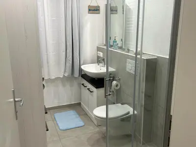 Badezimmer mit Bodenheizung auch in der Dusche